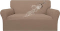 Easy-Going 100% Waterproof Oversized Loveseat Cover, Couch Cover for Sofa | Dual Waterproof Sofa Cover, Stretch Jacquard Sofa Slipcover, Leakproof Furniture Protector for Kids Pets Dog, Camel