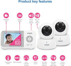 VTech Baby Monitor No WiFi, 2 Cameras & Remote Pan-Tilt-Zoom for Twins & Two Rooms – Hack-Proof, 19Hr Battery, 1000ft Range, Auto Night Vision, Temperature Sensor | VM923-2