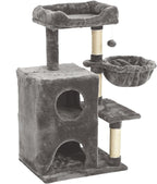 Fansafurn Cat Tree Tower for Indoor Cats, 36-inch Adult Cat Tree House for Large Adult Cats with Steps, Scratching Post, 2 Cat Condo, Dangling Toys, Light Grey