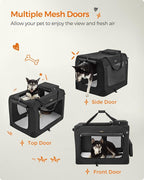 Feandrea Collapsible Soft Dog Crate, Portable Travel, 40 Inches | Dog Carrier Kennel with Safety Zippers for Living Room, Car, Travelling, Black UPDC10H