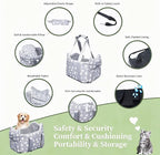 Center Console Dog Car Seat for Small Dogs 5-15 lbs, Gray | Portable Puppy Armrest Booster with Anti-Collapse Support, Washable Fluffy Cushion and Pillow,