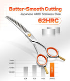 6" Small Curved Chunker Scissors, Japanese 440C Steel with Safety Round Tips, Lightweight Pet Grooming Shears for Professional Face, Paws & Body Contouring