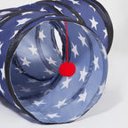 Tempcore Cat Tunnel for Indoor Cats, 3 Way Collapsible Pet Play Tunnel with Teaser Wand, Peek Holes & Hanging Ball, Interactive Tube for Kittens & Rabbits, Pentagram Printed