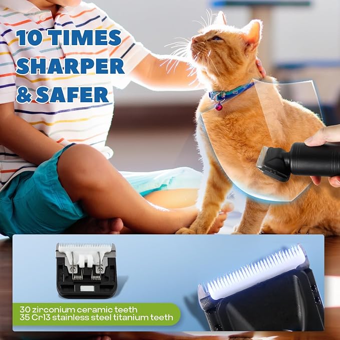 300W Pet Grooming Clippers (2000-6600rpm Stepless Speed Control, Heavy-Duty Commercial Grade, 13ft Power Cord, Low Noise< 50db, with Extra Blade) (300W Stepless Speed Control)