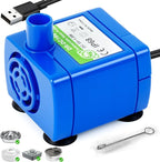 Cat Water Fountain Pump Replacement(No Led & with Brush)， DR-DC 160 | IP68 Submersible Water Motor For Stainless Steel & Ceramic Cat Water Fountain, Ultra Quiet Blue Pet Fountain Pump, Easy Clean