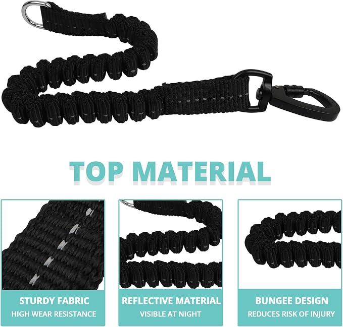 jenico Long Dog Leash 10FT: Heavy Duty Rope Leashes for Dogs Training with Swivel Lockable Hook Reflective Threads Bungee and Padded Handle - Dog Lead for Large Small Medium Dogs Outside Walking