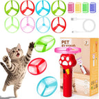 BABORUI Cat Toy Disc Launcher, Rechargeable Interactive Cat Fetch Toy Launcher with 8 Flying Discs, Flying Enrichment Toys for Indoor Bored Kittens & Adult Cats (Red)