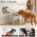 URPOWER Mess Proof Elevated Dog Bowls, Splash Guard Raised Bowl Stand | 4 Height Adjustable Raised Stand with 2 Stainless Steel Food Bowls & Licking Plate for Small, Medium & Large Dogs