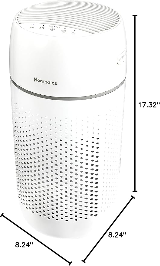Homedics Air Purifier 5-in-1 HEPA-Type Filtration 853 Sq Ft | UV-C Technology and Carbon Odor Filter, 4 Speeds, Essential Oil Aromatherapy Tray, for Medium Rooms