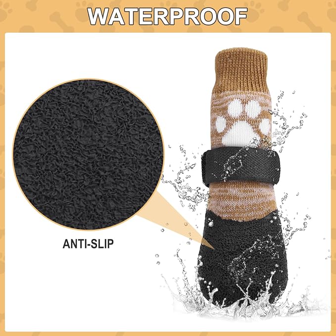 KOOLTAIL Anti Slip Dog Socks for Hot/Clod Pavement to Prevent Licking Paws，Dog Booties for Hardwood Floors, Traction Rain Dog Boots&Paw Protectors Shoes with Grip for Small Medium Large Senior Dogs M