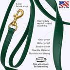 Viper Biothane K9 Working Dog Leash Waterproof Lead for Tracking Training Schutzhund Odor-Proof Long Line with Solid Brass Snap for Puppy Medium and Large Dogs, 15ft Hunter Green
