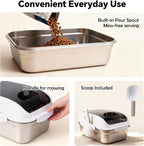 304 Stainless Steel Dog Food Storage Container with Lid for Cat Bird Pet Dry Food Treats, Mouse Proof Small Storage Bin Fits Up To 7 Lbs, Coming With Scoop