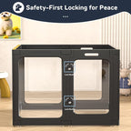 Jalove 24" H Acrylic Dog Playpen Indoor,Relieves Pet Anxiety | Ideal for Small Dogs, 8 PCS Plastic Puppy Playpen with Door, Clear PlayPen for Dog Rabbit, Easy Assemble Pen, Black