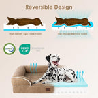 EHEYCIGA Orthopedic XXL Dog Bed, Waterproof Washable XL Big Pet Bed 48" | Non-Slip Bottom and Egg-Crate Memory Foam Extra Large Pet Couch Bed with Washable Removable Cover, Camel