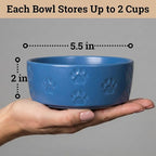 Ceramic Dog Bowl Set of 2 with Anti-Skid Base, 5.5"W x 2"H, 2 Cup Capacity | Thick Ceramic, Dishwasher Safe, Anti-Skid Rubber Base, 2 Cups per Bowl, Ceramic Food and Water Bowls Set of 2 for Small Dogs