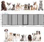 Metal Dog Gate with Door Free Standing for Indoor Use, Freestanding Pet Fence for Stairs and Yard, 32" Tall 8 Panels Black