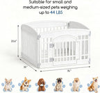 DUMOS Plastic Dog Playpen, 4 Panels 24 Inch Pet Fence Play Pen, White | Foldable, Indoor Outdoor Portable Exercise Playpen with Door, RV Camping, Puppy Small Medium Dog