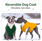 Lelepet Reversible Dog Coat Windproof Dog Jacket Lightweight Puffer Vest | Dogs Puffer Coat for Small Dogs Adjustbale Hook & Loop Pet Apparel Cold Weather Coats with Leash Hole, Shih Tzu, Green, S