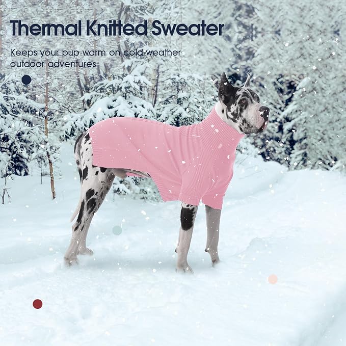 IECOii XXXL Dog Sweater,Warm Dog Sweaters for Extra Large Dogs Girl Boy,Stretchy & Cozy,Turtleneck Knitted Pullover for Pet Wear On Holiday,Easy On Doggy Sweatshirt for Labrador (Pink,XXXL)