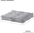 Indoor Dog Bed with Removable Washable Cover, Soft Basketweave Fabric, Reversible Cushion, Carry Handle, Baffle Construction to Help Prevent Fill Shifting, Cement - Medium (32"x32")