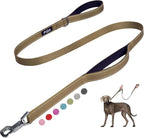Fida 5 FT Heavy Duty Dog Leash with 2 Comfortable Padded Handles, Traffic Handle & Advanced Easy Snap Hook, Reflective Walking Lead for Large, Medium & Small Breed Dogs, Brown