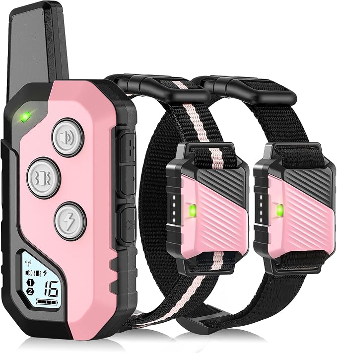 Shock Collar for Dogs, Dog Training Collar with Remote Control for 2 Dogs, 3 Training Modes with Beep, Vibration and Satic, Waterproof, Rechargeable for Large Medium