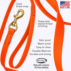 Viper Biothane K9 Working Dog Leash Waterproof Lead for Tracking Training Schutzhund Odor-Proof Long Line with Solid Brass Snap for Puppy Medium and Large Dogs, 20ft Hunter Orange