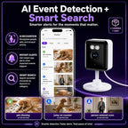 2.4/5GHz Home Cameras Indoor, 2K Security Camera Indoor for Dog/Pet/Nanny/Baby with US Phone App, AI Text Recognition, Smart Search, Color Night Vision,2 Way Talk Mini Cam,Human Detection,4 Packs | Indoor Use