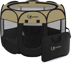 Siedihit Dog Cat Playpen, Medium Puppy Pet Playpen, Dog Crate Tent Cage | Indoor/Outdoor, Portable Pop Up Dogs Kennel Playpen with Carrying Case for Dogs/Cats/Rabbits(Black Khaki, Medium)
