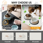 Newest Diatomite Stone Pet Feeding Mat for Dog&Cat–Super Absorbent Diatomite Fast Drying Stone Dog Food Mat, Quick Dry Dog Mats for Food and Water with Non-Slip Pad (24×16'', Off White, Square)
