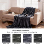 gogobunny Waterproof Flannel Blanket for Bed Couch Sofa, Reversible Double-Sided Throw for Dog Cat, Stain Resistant Furniture Protector Against Liquid Pee and Fur (90" x 108", Dark Grey/Light Grey)