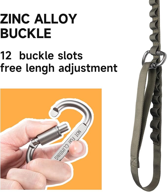 EXCELLENT ELITE SPANKER Tactical Military Bungee Nylon Dog Leash Adjustable | Adjustable No Pull Leads Rope Quick Release with 2 Control Handle heavy duty durable for training huntingfor medium large dog