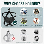 Houdini™ Escape Proof Cat Harness and Leash (Orange, M/L) | Adjustable walking vest with 6ft lead, breathable mesh, secure snug fit, lightweight for travel, hikes and daily adventures