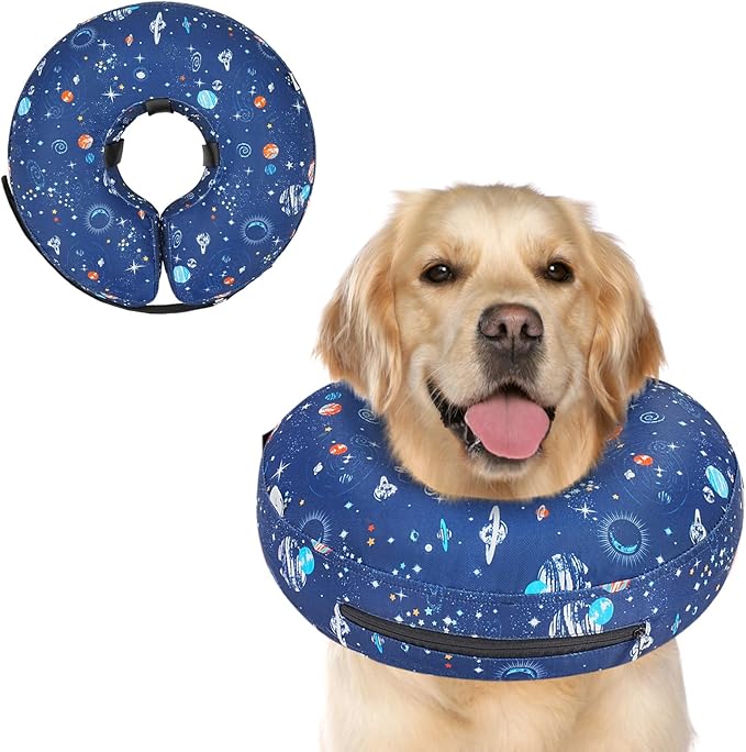 Supet Inflatable Dog Cone Collar Alternative After Surgery, Soft Donut Recovery E Collar for Neuter, Small Medium Large Dogs