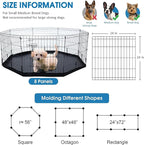 Folding Dog Playpen Indoor with Door Dog Playpen Metal Small Animal Kennels,8 Panels 24 "W x 24 "H for Indoor/Outdoor Small Medium Pet Yard