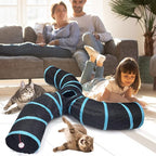 Bemodst Collapsible S-Shape Cat Tunnels - 3-Way Interactive Maze Toy for Kitten, Rabbit, Ferret