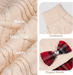KYEESE Dog Sweater Dress Turtleneck Thick Knit Pullover for Cold Weather | Stretchy Fit, Lightweight & Warm, Cozy Knit Comfort, Cute Bow Accent, Gentle on Sensitive Skin, Comfortable Daily Wear
