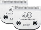 #40 Blade Dog Grooming Blades Compatible with Andis/Wahl/Oster Clippers | Dog Clipper Blade,,Detachable Ceramic Blade & Stainless Steel Blade,Size 40 Cut Length 1/100"(0.25mm) 2Pack