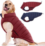Lelepet Reversible Dog Coat Windproof Dog Jacket Lightweight Puffer Vest | Windproof Wintet Jacket Warm Coats for Large Dogs Adjustbale Hook & Loop Pet Apparel with Leash Hole, Pitbull, Wine Red, XL