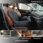 Wooaidagg Dog Car Seat for Small Dogs Up to 25 lbs,Covered Ultra-Soft Fabric and Fill in Memory Foam,Fully Detachable and Washable,2 Clip-On Safety Leashes and Storage Pockets(Black)