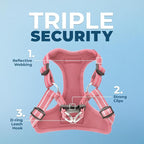 Voyager Step-in Flex Adjustable Dog Harness - Pink, Medium | 17 - 21" in Chest, Fully Adjustable, Reflective Bands, All Weather Breathable Air Mesh, Lightweight, Fast Drying
