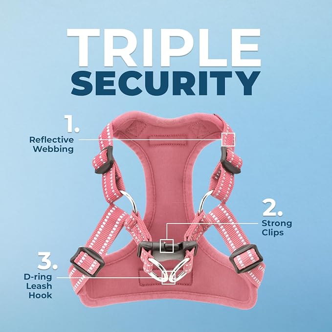 Voyager Step-in Flex Adjustable Dog Harness - Pink, Medium | 17 - 21" in Chest, Fully Adjustable, Reflective Bands, All Weather Breathable Air Mesh, Lightweight, Fast Drying