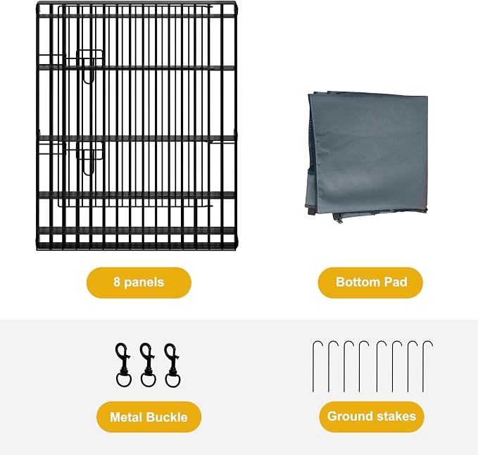 Puppy Playpen with Top Cover,Dog Pen Foldable Dog Fence 8 Panels 30 Inch | Dog Playpen with Door for Indoor Outdoor,Dog Exercise Fences for Small Medium Animals