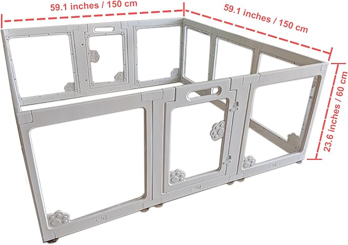 12 Panels Clear Acrylic Dog Playpen Indoor,Puppy Pet Play Pen Indoor with Safety Lock for Medium-Small Pets, Modular Fence for Dogs, Cats, Rabbits,Dog Fence Crate (23.6",2 Gates + 10 Side Panels)