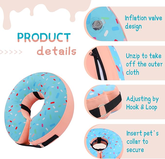 Supet Inflatable Dog Cone Collar for Small Dogs Puppies Cats, Soft Dog Cone Alternative After Surgery for Puppies Cats to Stop Licking