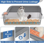 Stainless Steel Sifting Litter Box with Lid, XXL Extra Large Sifting Cat Litter Box for Pine Pellets & Big Cats,Metal Pellet Sifter Litter Pan System for Odor Control,Sifting Box Liners & Scoop
