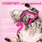 rabbitgoo Cat Harness and Leash Set, Escape Proof Vest, Rose Red | Soft Breathable Mesh, Easy Adjustable Fit, Snap Buckles, Sturdy Clip, Reflective Strips, for Medium to Large Cats Walks, M