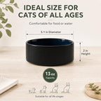 Havniva Cat Bowls Set of Two, 5.1” Ceramic Cat Food and Water Bowls | Cat Food Bowls Whisker Friendly, Non-Slip Base, Food-Grade Ceramic, Wide Opening, Dishwasher Safe, Cat Bowls for Indoor Cats