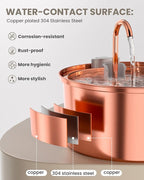 Tomxcute Copper Cat Water Fountain, 108oz/3.2L Large Capacity, Ultra-Quiet Pump (≤25dB), Multi-Layer Filtration, Easy Hand-Wash Design for Cats & Small Dogs