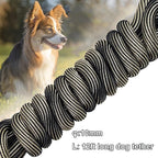 BTINESFUL Tie-Out Check Cord Long Rope Dog Tether, 8ft 12ft 20ft 30ft 50ft 75ft Recall Training Dog Lead for Yard- Large Medium Dogs Outdoor Training, Playing, Camping, or Backyard (12ft, Beige Black)